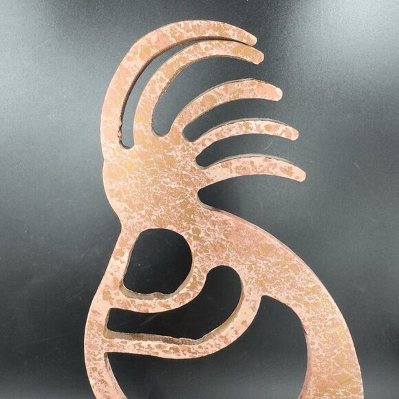 Kokopelli Tall Figurine Metal Art Statue Painted Brown Pink Primitive Style VTG - Picture 8 of 11